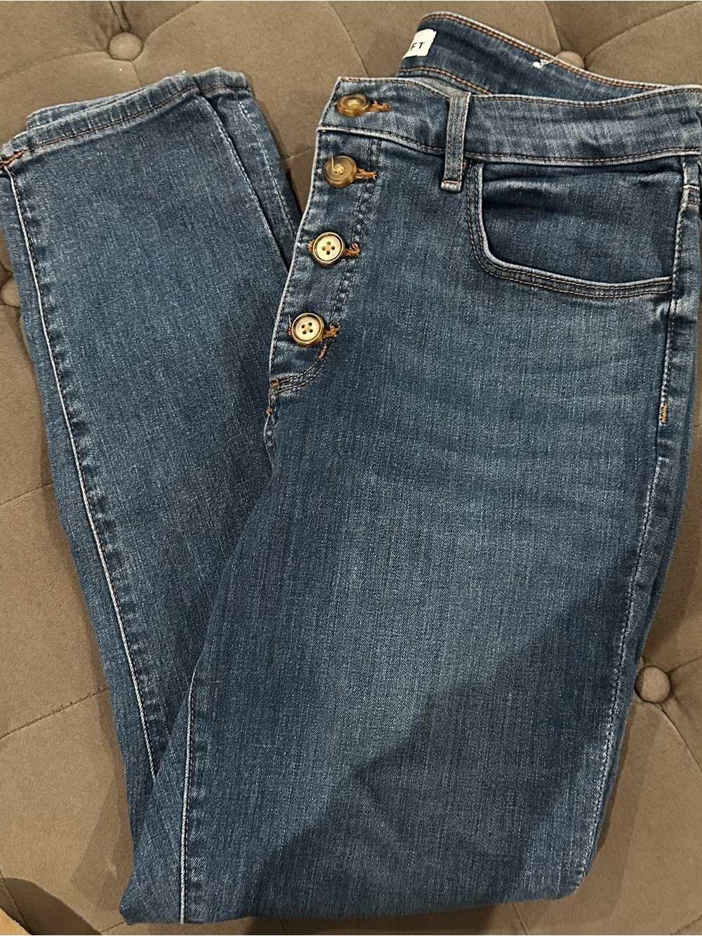 LOFT Dark Blue Skinny Button-Fly Jeans